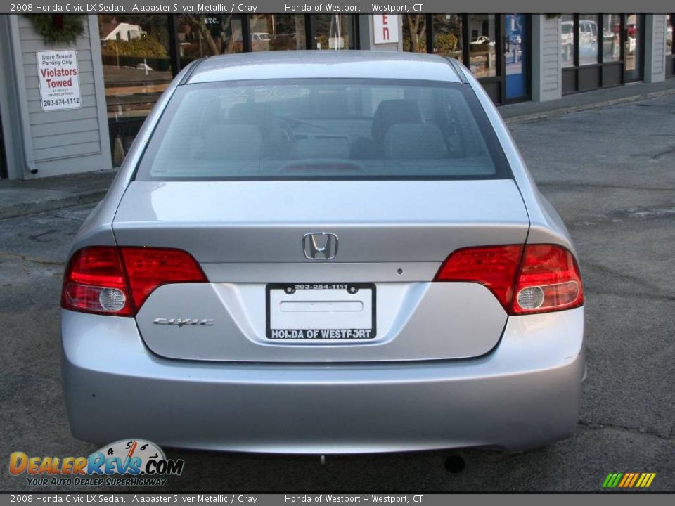 2008 Honda Civic LX Sedan Alabaster Silver Metallic / Gray Photo #6