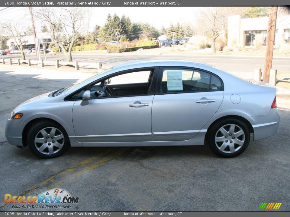 2008 Honda Civic LX Sedan Alabaster Silver Metallic / Gray Photo #9