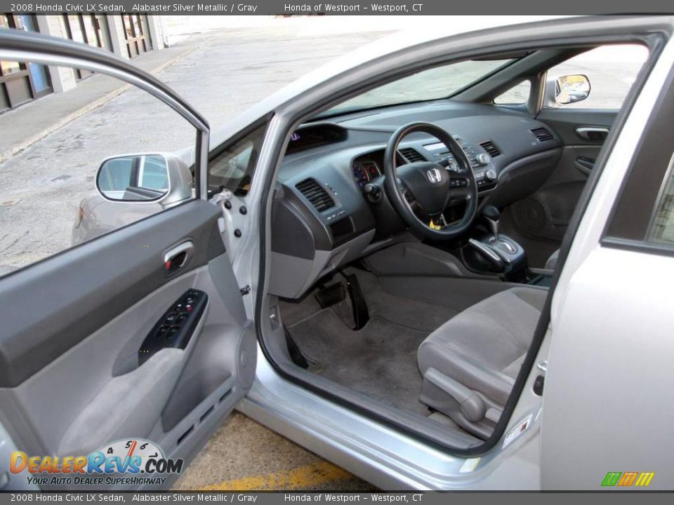 2008 Honda Civic LX Sedan Alabaster Silver Metallic / Gray Photo #10