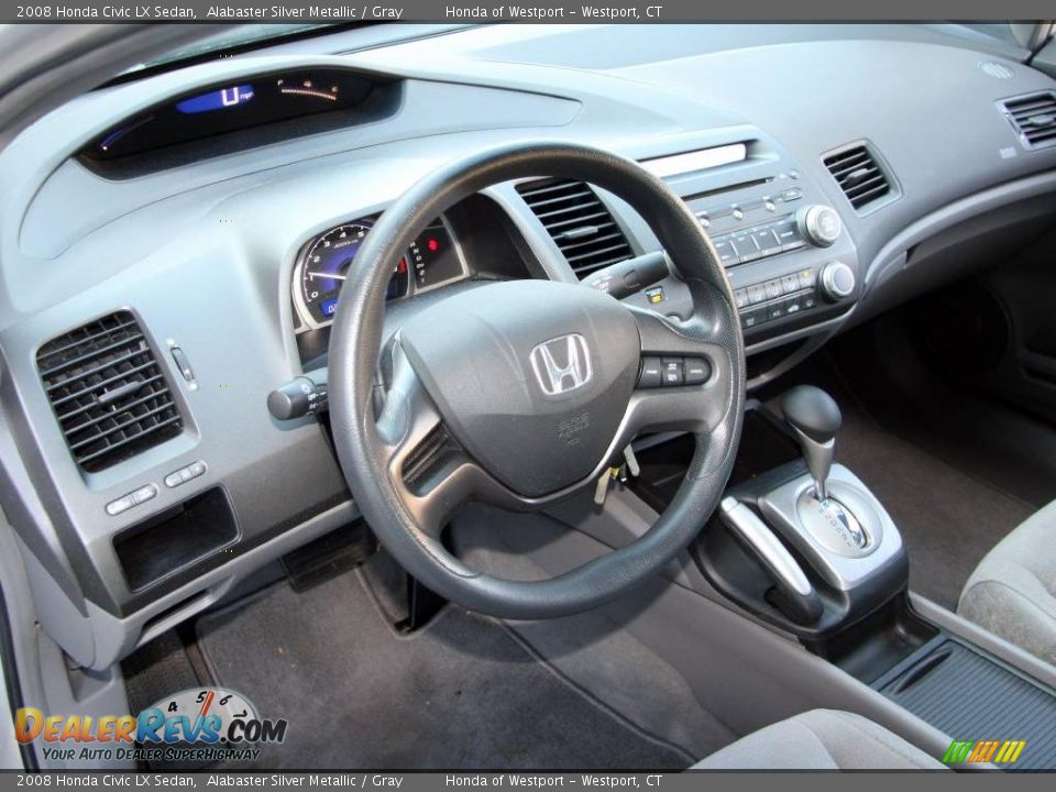 2008 Honda Civic LX Sedan Alabaster Silver Metallic / Gray Photo #11