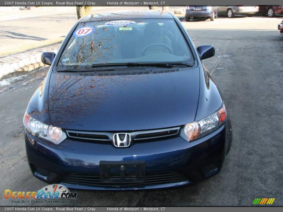 2007 Honda Civic LX Coupe Royal Blue Pearl / Gray Photo #2