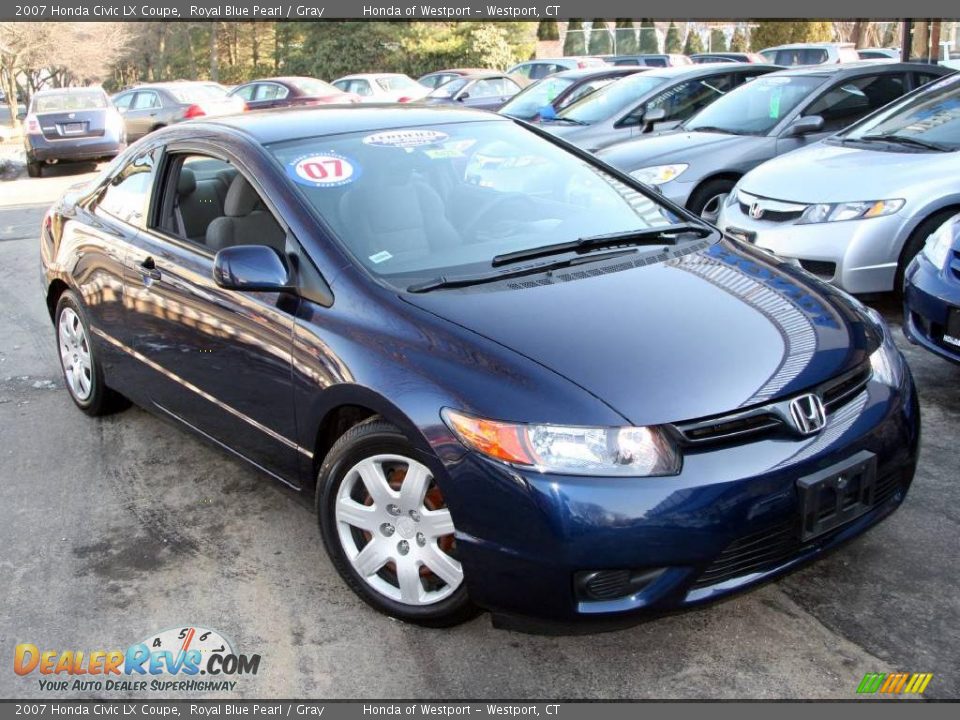 2007 Honda Civic LX Coupe Royal Blue Pearl / Gray Photo #3