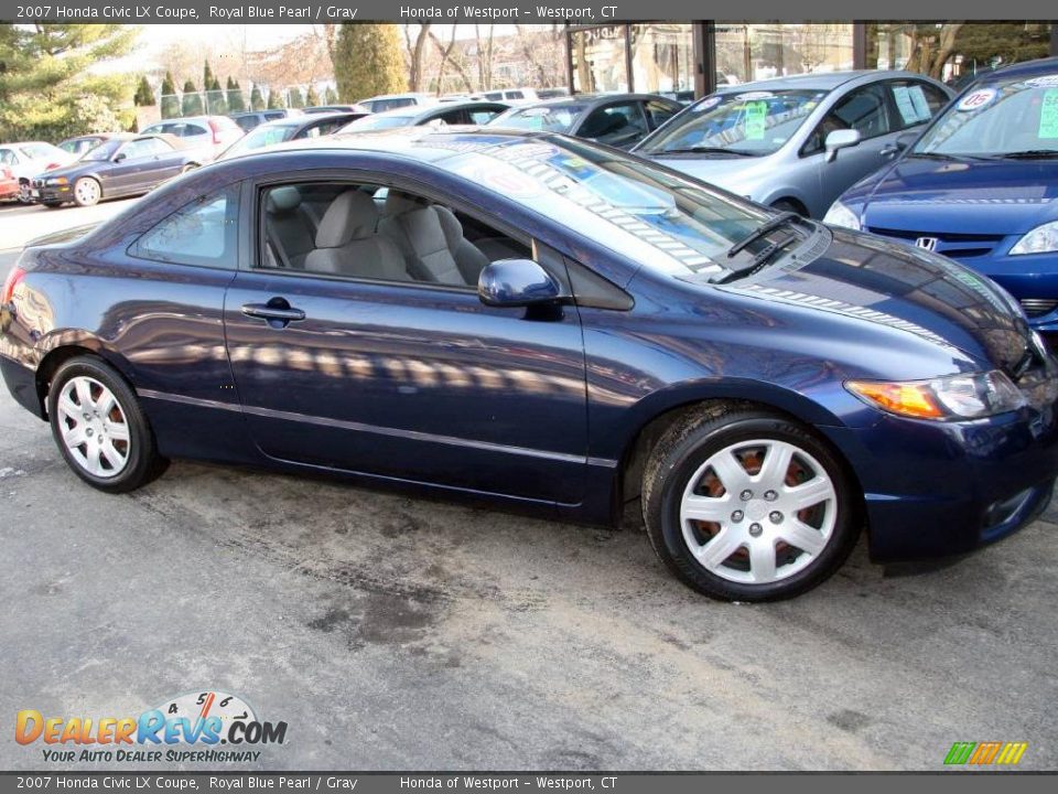 2007 Honda Civic LX Coupe Royal Blue Pearl / Gray Photo #4