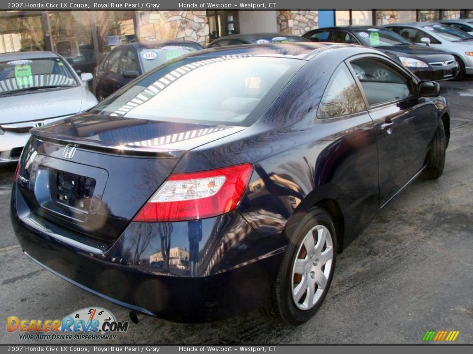 2007 Honda Civic LX Coupe Royal Blue Pearl / Gray Photo #5