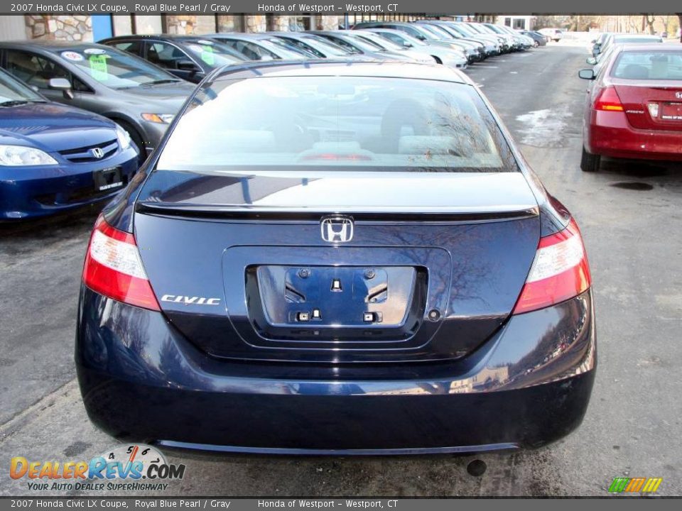2007 Honda Civic LX Coupe Royal Blue Pearl / Gray Photo #6