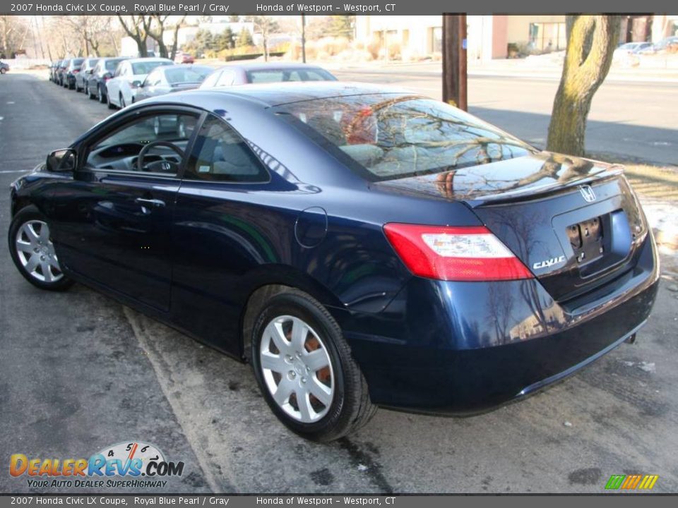 2007 Honda Civic LX Coupe Royal Blue Pearl / Gray Photo #8