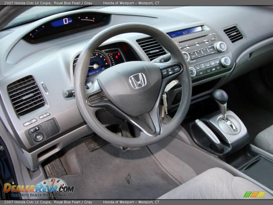 2007 Honda Civic LX Coupe Royal Blue Pearl / Gray Photo #11