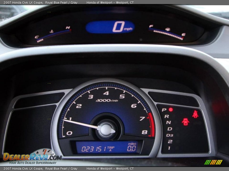 2007 Honda Civic LX Coupe Royal Blue Pearl / Gray Photo #22