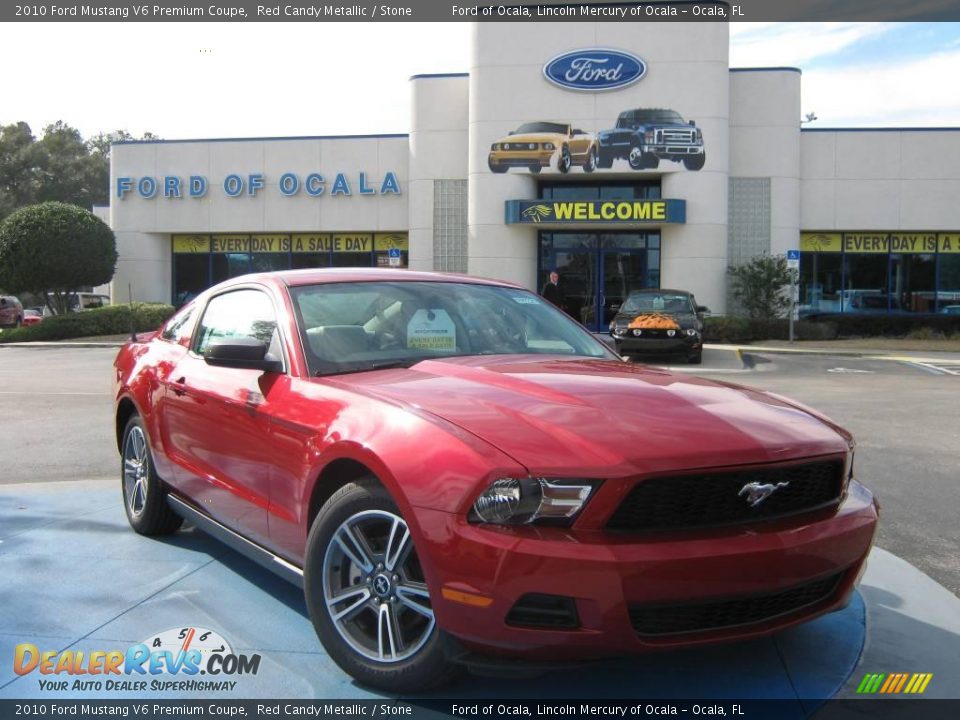 2010 Ford Mustang V6 Premium Coupe Red Candy Metallic / Stone Photo #1