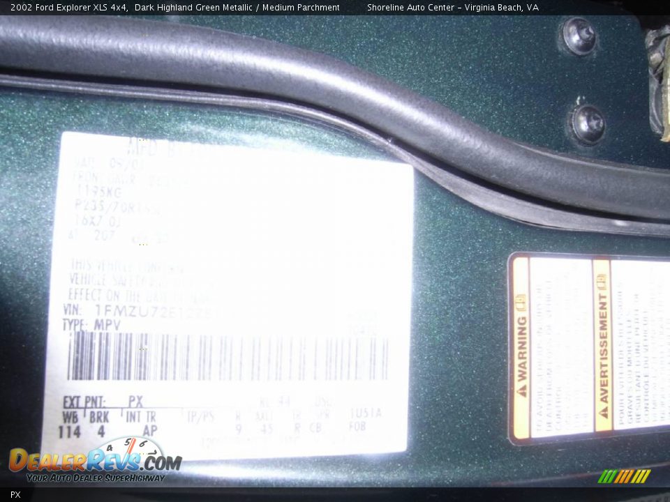 Ford Color Code PX Dark Highland Green Metallic