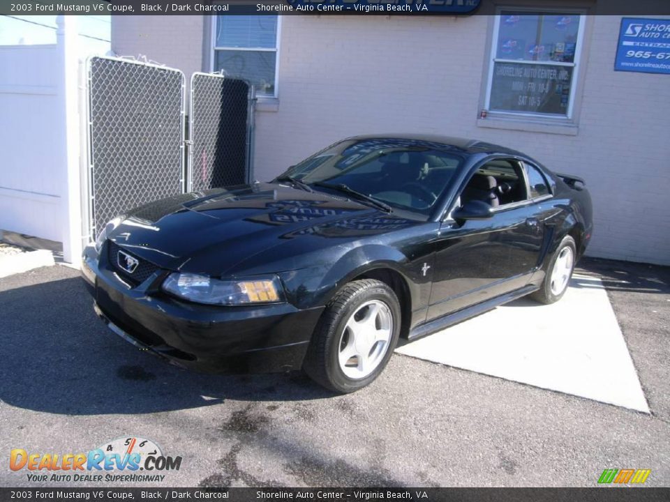 2003 Ford Mustang V6 Coupe Black / Dark Charcoal Photo #2