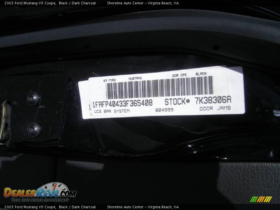 2003 Ford Mustang V6 Coupe Black / Dark Charcoal Photo #19