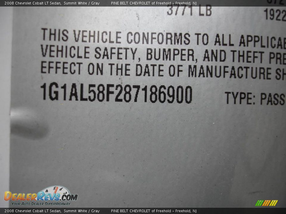 2008 Chevrolet Cobalt LT Sedan Summit White / Gray Photo #15