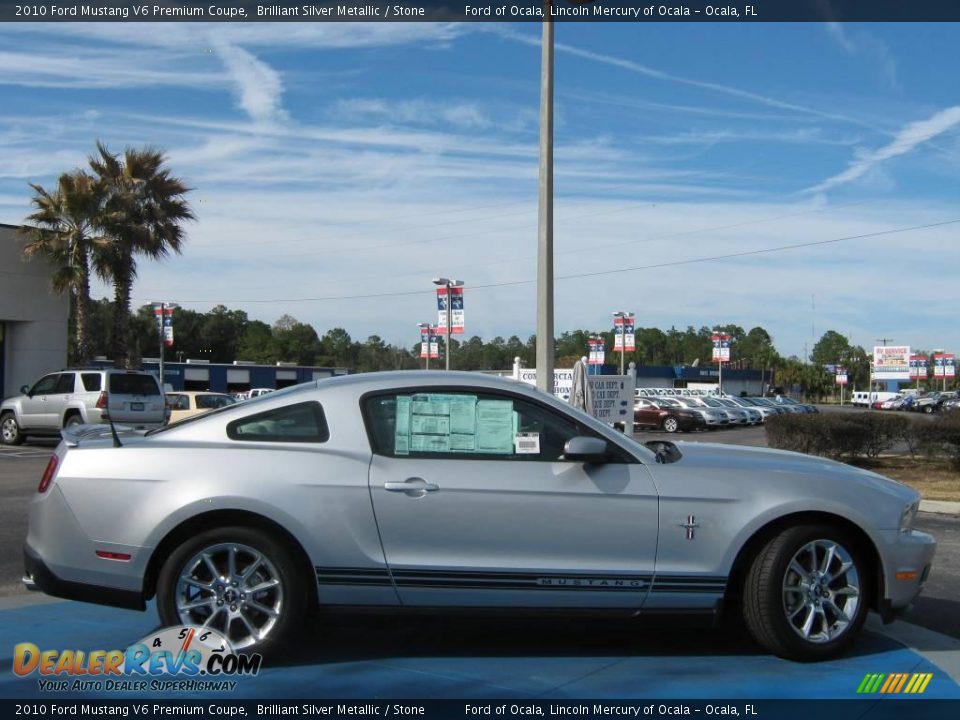 2010 Ford Mustang V6 Premium Coupe Brilliant Silver Metallic / Stone Photo #2