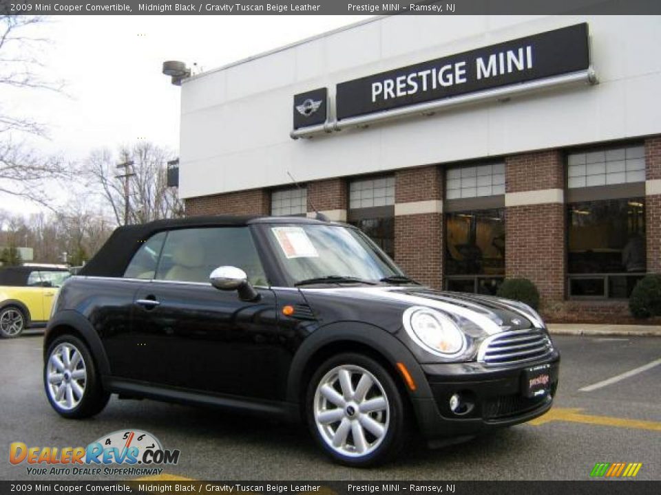 2009 Mini Cooper Convertible Midnight Black / Gravity Tuscan Beige Leather Photo #1