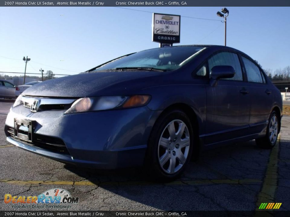 2007 Honda Civic LX Sedan Atomic Blue Metallic / Gray Photo #2