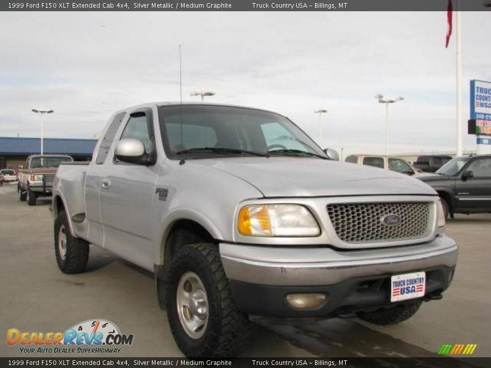 1999 Ford F150 XLT Extended Cab 4x4 Silver Metallic / Medium Graphite Photo #3