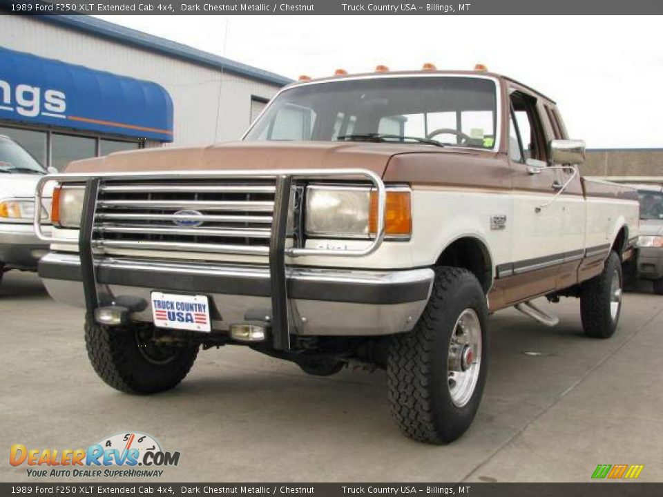 1989 Ford F250 XLT Extended Cab 4x4 Dark Chestnut Metallic / Chestnut Photo #2
