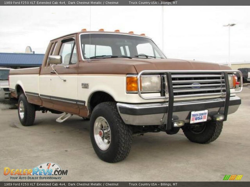 1989 Ford F250 XLT Extended Cab 4x4 Dark Chestnut Metallic / Chestnut Photo #3
