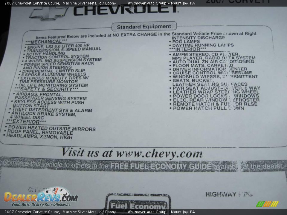 2007 Chevrolet Corvette Coupe Machine Silver Metallic / Ebony Photo #33