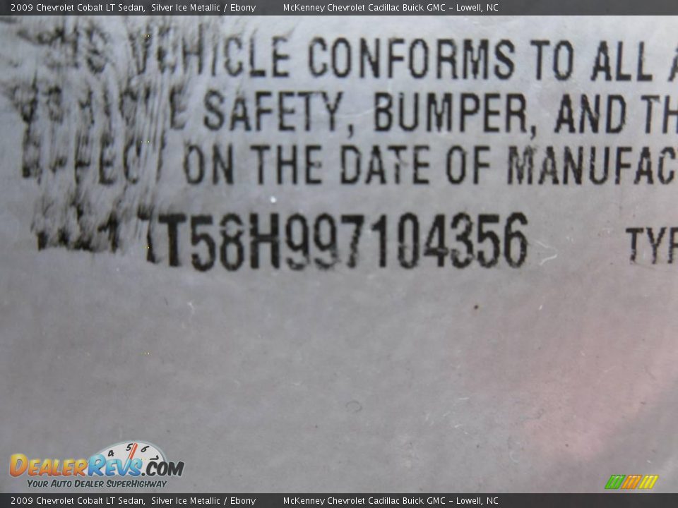 2009 Chevrolet Cobalt LT Sedan Silver Ice Metallic / Ebony Photo #10