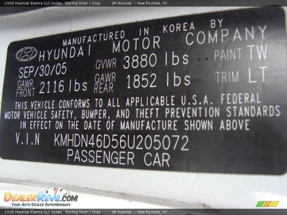 2006 Hyundai Elantra GLS Sedan Sterling Silver / Gray Photo #26