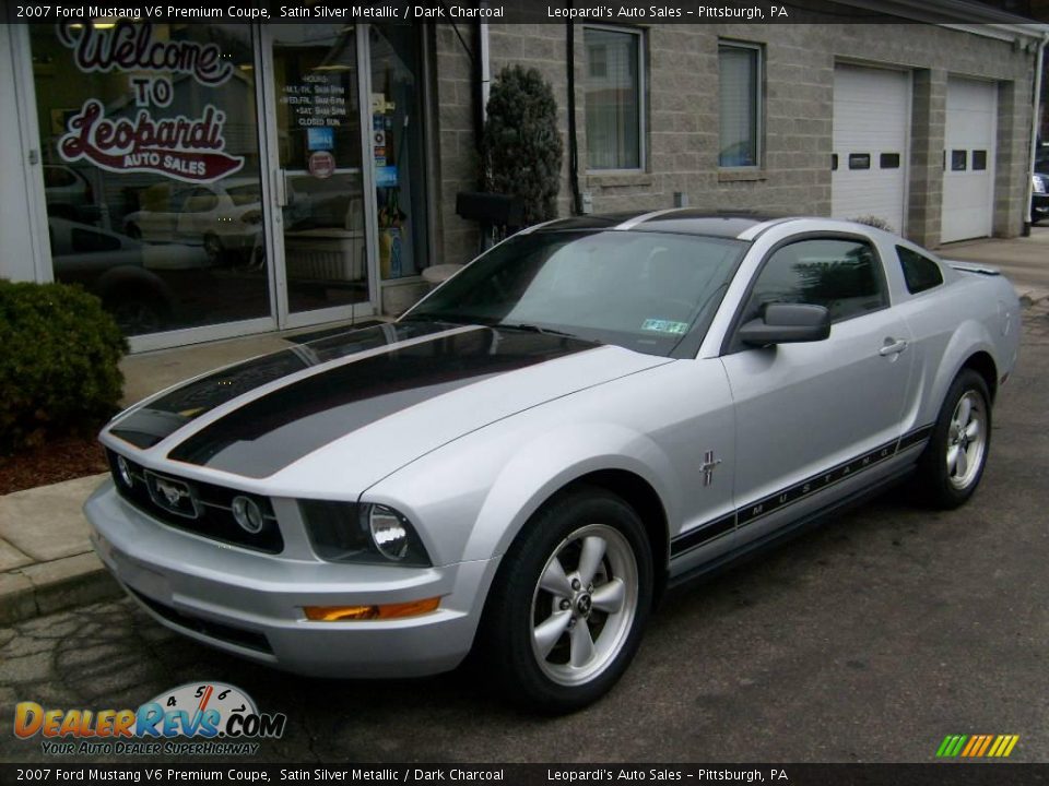 2007 Ford Mustang V6 Premium Coupe Satin Silver Metallic / Dark Charcoal Photo #1