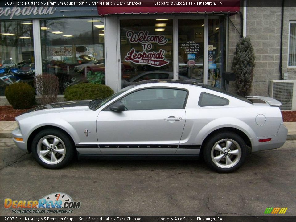 2007 Ford Mustang V6 Premium Coupe Satin Silver Metallic / Dark Charcoal Photo #2