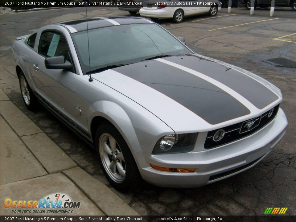 2007 Ford Mustang V6 Premium Coupe Satin Silver Metallic / Dark Charcoal Photo #6