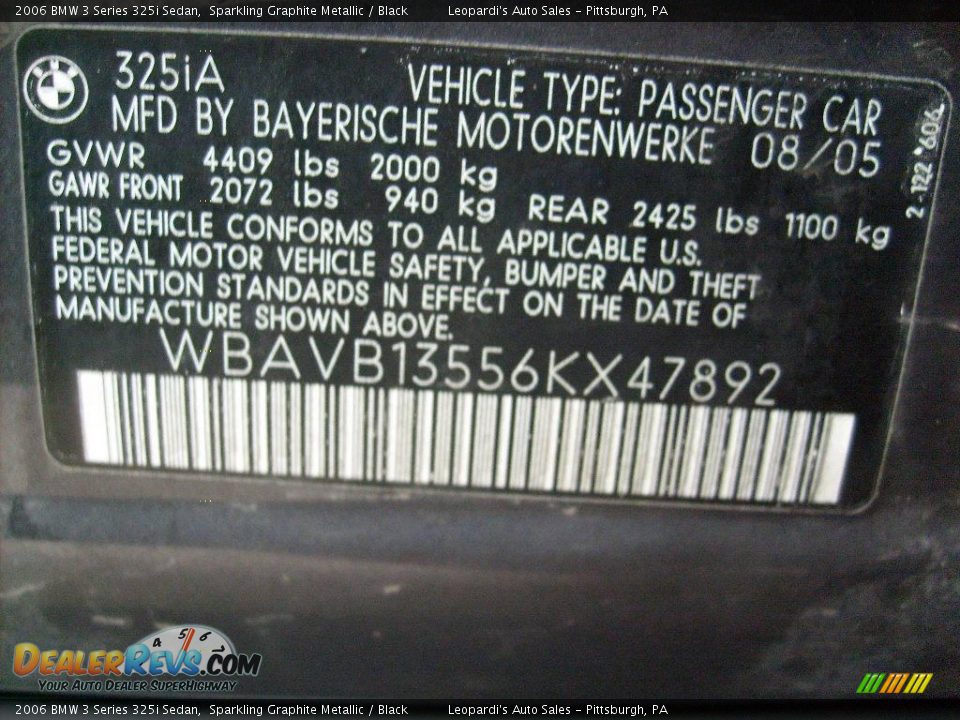 2006 BMW 3 Series 325i Sedan Sparkling Graphite Metallic / Black Photo #13