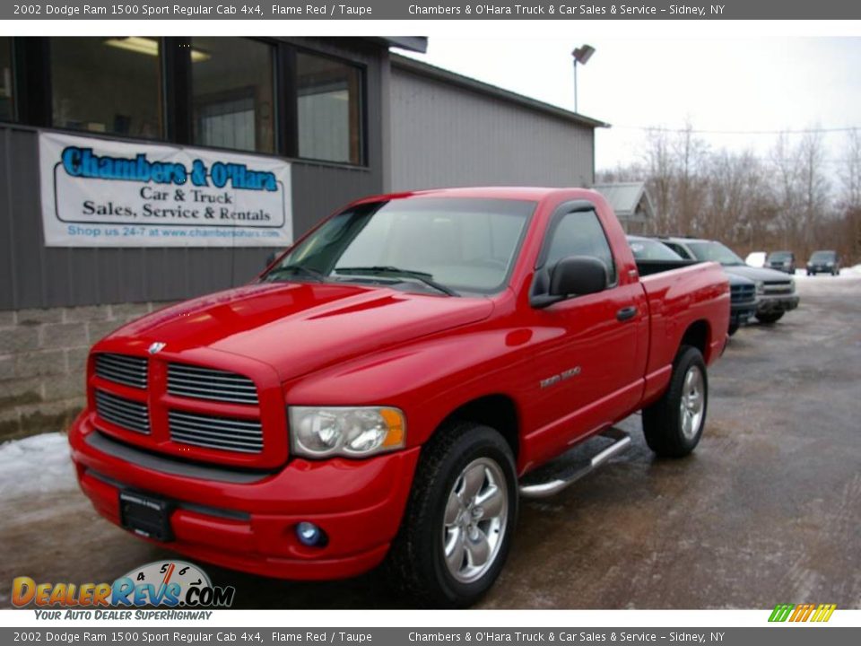2002 Dodge Ram 1500 Sport Regular Cab 4x4 Flame Red / Taupe Photo #1