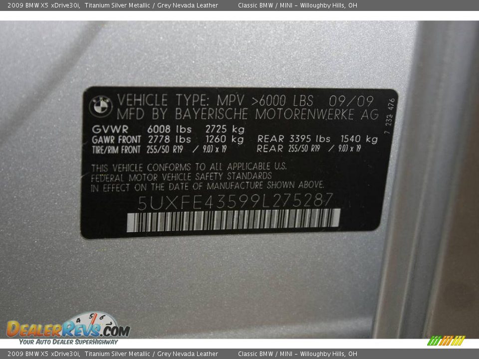 2009 BMW X5 xDrive30i Titanium Silver Metallic / Grey Nevada Leather Photo #33