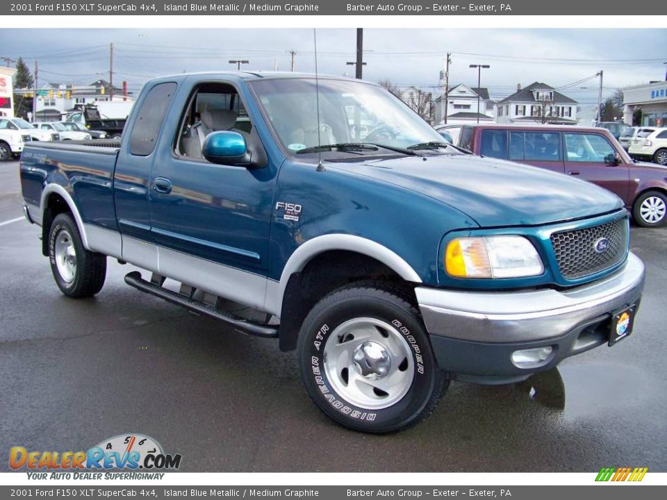 2001 Ford F150 XLT SuperCab 4x4 Island Blue Metallic / Medium Graphite Photo #3
