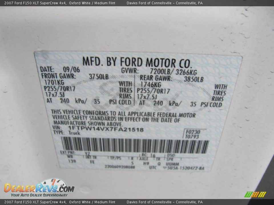 2007 Ford F150 XLT SuperCrew 4x4 Oxford White / Medium Flint Photo #14
