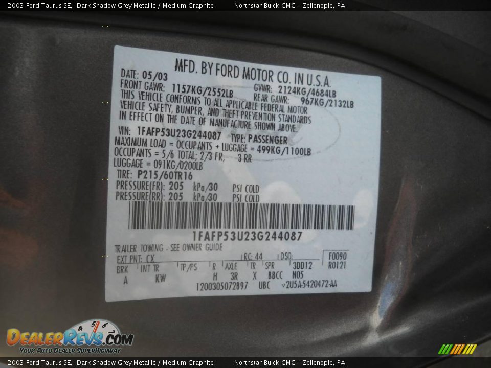 2003 Ford Taurus SE Dark Shadow Grey Metallic / Medium Graphite Photo #9
