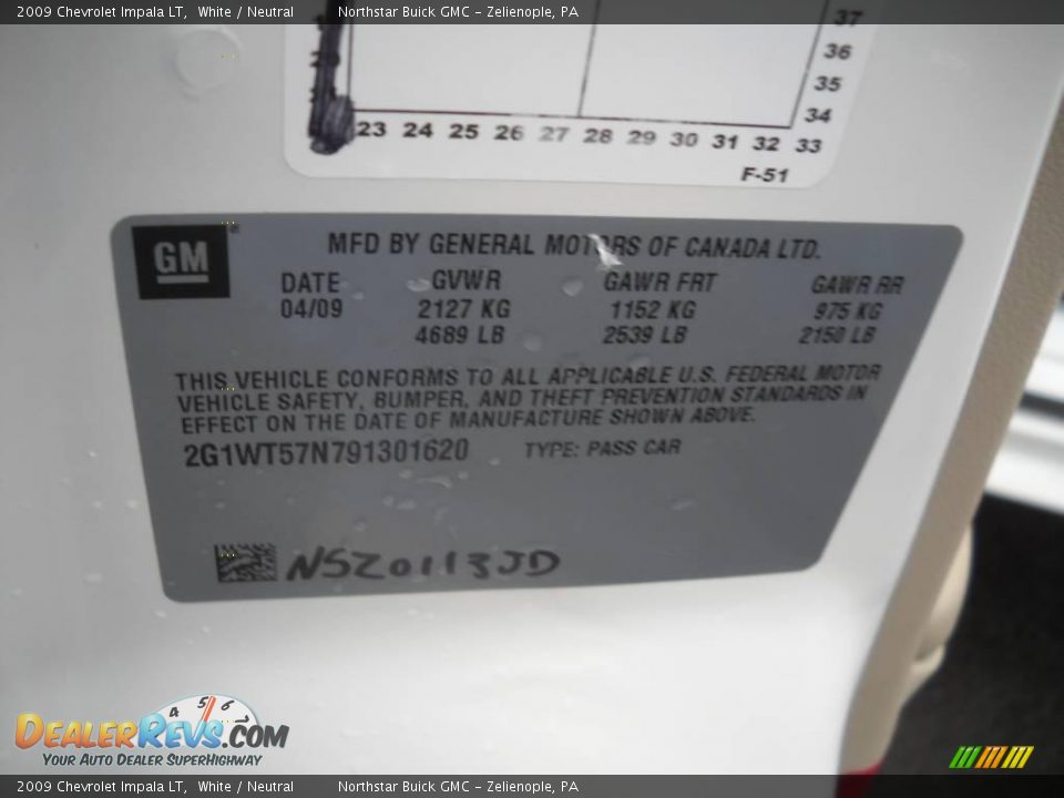 2009 Chevrolet Impala LT White / Neutral Photo #9