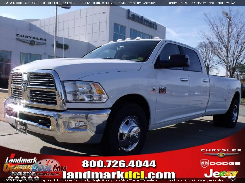 2010 Dodge Ram 3500 Big Horn Edition Crew Cab Dually Bright White / Dark Slate/Medium Graystone Photo #1
