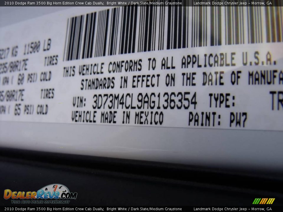 2010 Dodge Ram 3500 Big Horn Edition Crew Cab Dually Bright White / Dark Slate/Medium Graystone Photo #14