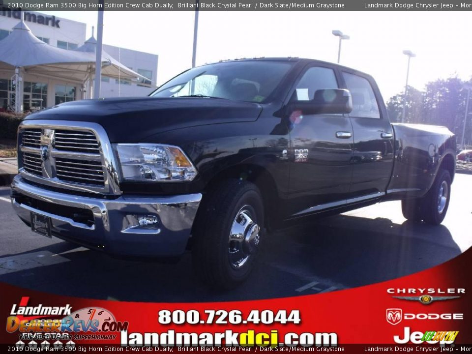 2010 Dodge Ram 3500 Big Horn Edition Crew Cab Dually Brilliant Black Crystal Pearl / Dark Slate/Medium Graystone Photo #1