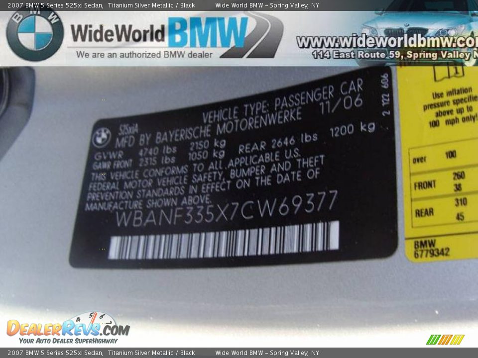 2007 BMW 5 Series 525xi Sedan Titanium Silver Metallic / Black Photo #15