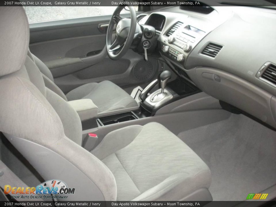 2007 Honda Civic LX Coupe Galaxy Gray Metallic / Ivory Photo #13