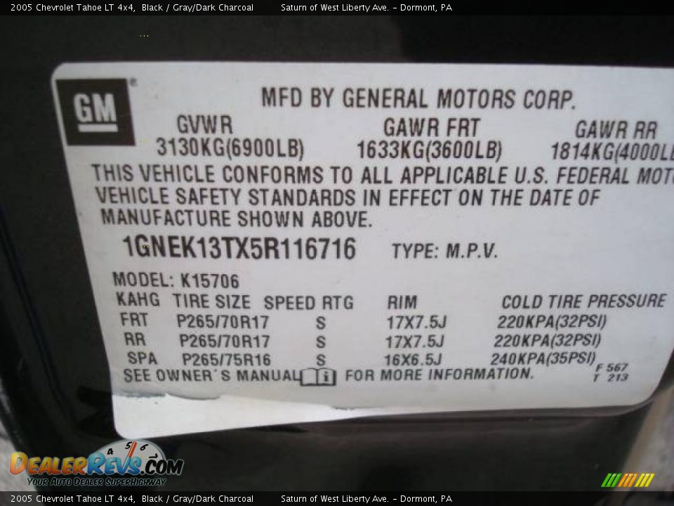 2005 Chevrolet Tahoe LT 4x4 Black / Gray/Dark Charcoal Photo #14
