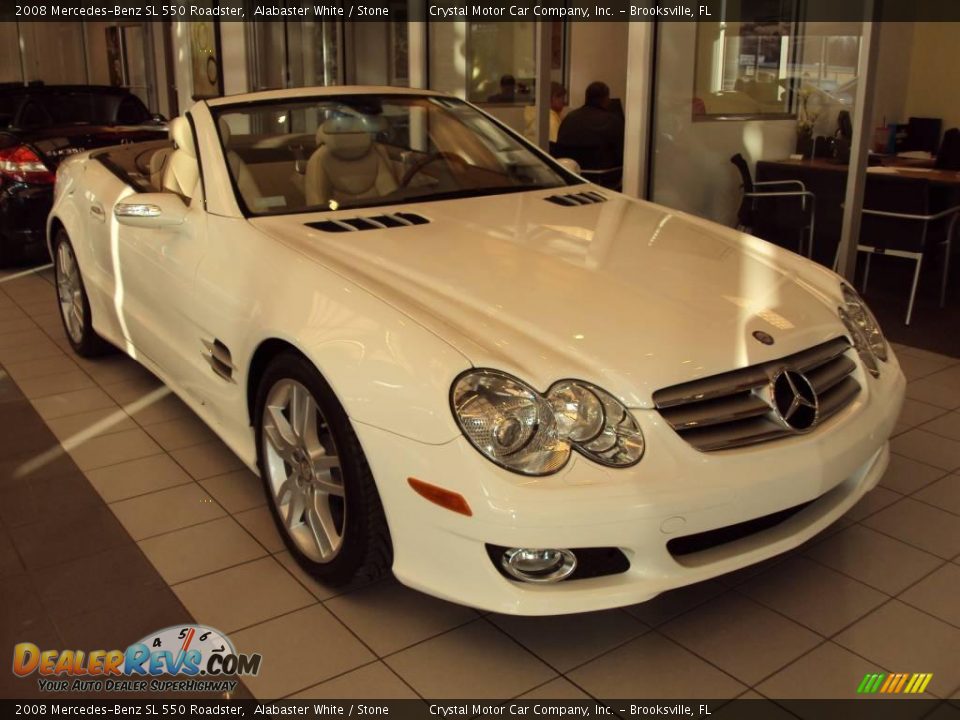 2008 Mercedes-Benz SL 550 Roadster Alabaster White / Stone Photo #8
