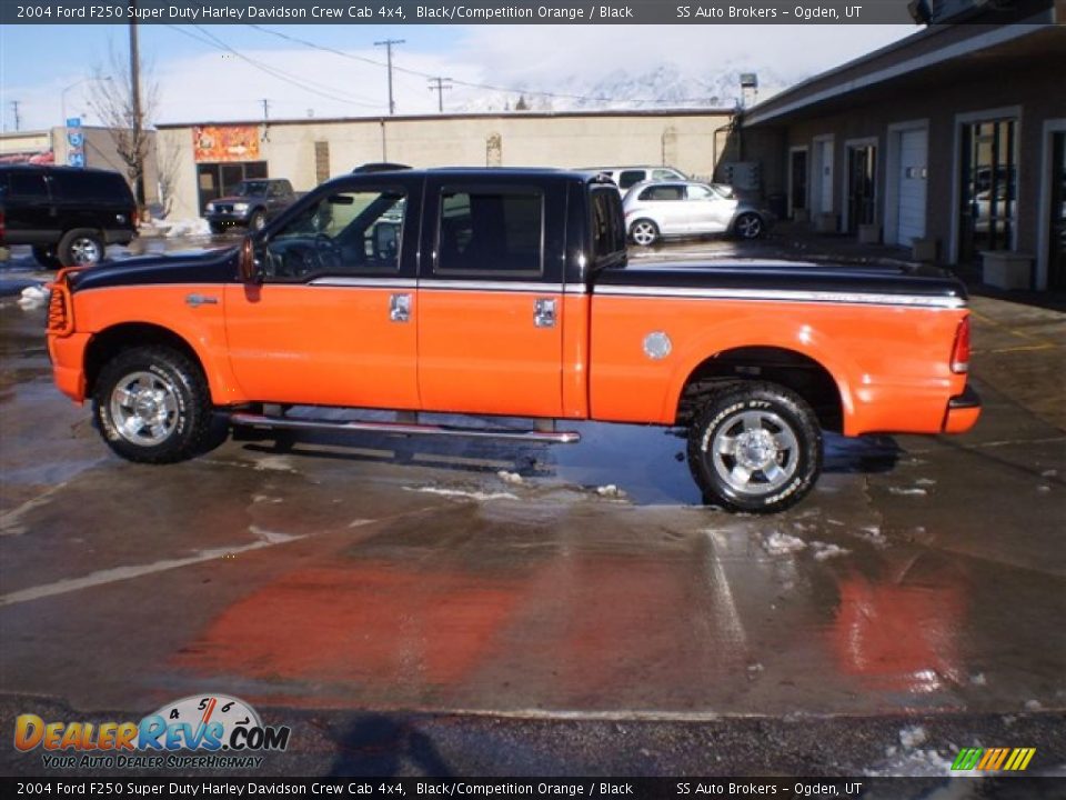 2004 Ford F250 Super Duty Harley Davidson Crew Cab 4x4 Black/Competition Orange / Black Photo #2