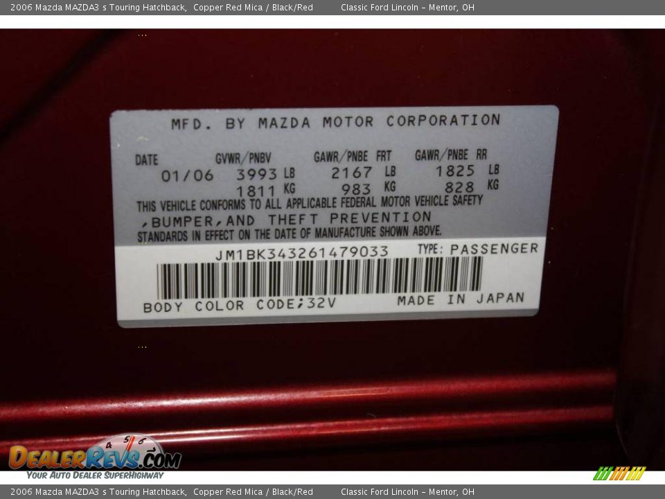 2006 Mazda MAZDA3 s Touring Hatchback Copper Red Mica / Black/Red Photo #22