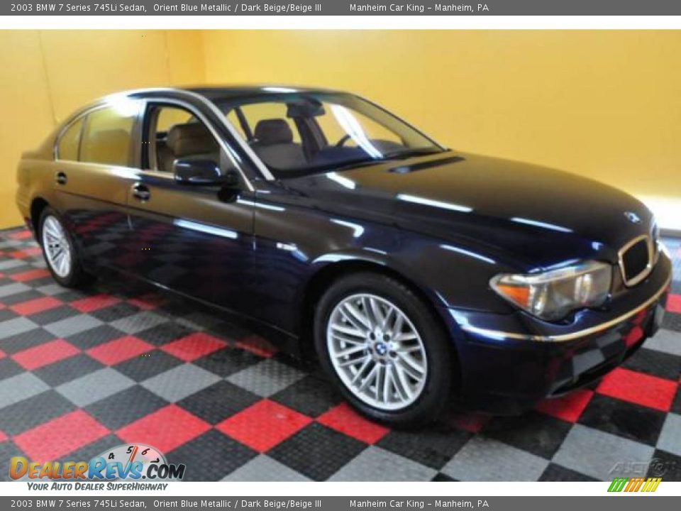 2003 BMW 7 Series 745Li Sedan Orient Blue Metallic / Dark Beige/Beige III Photo #1