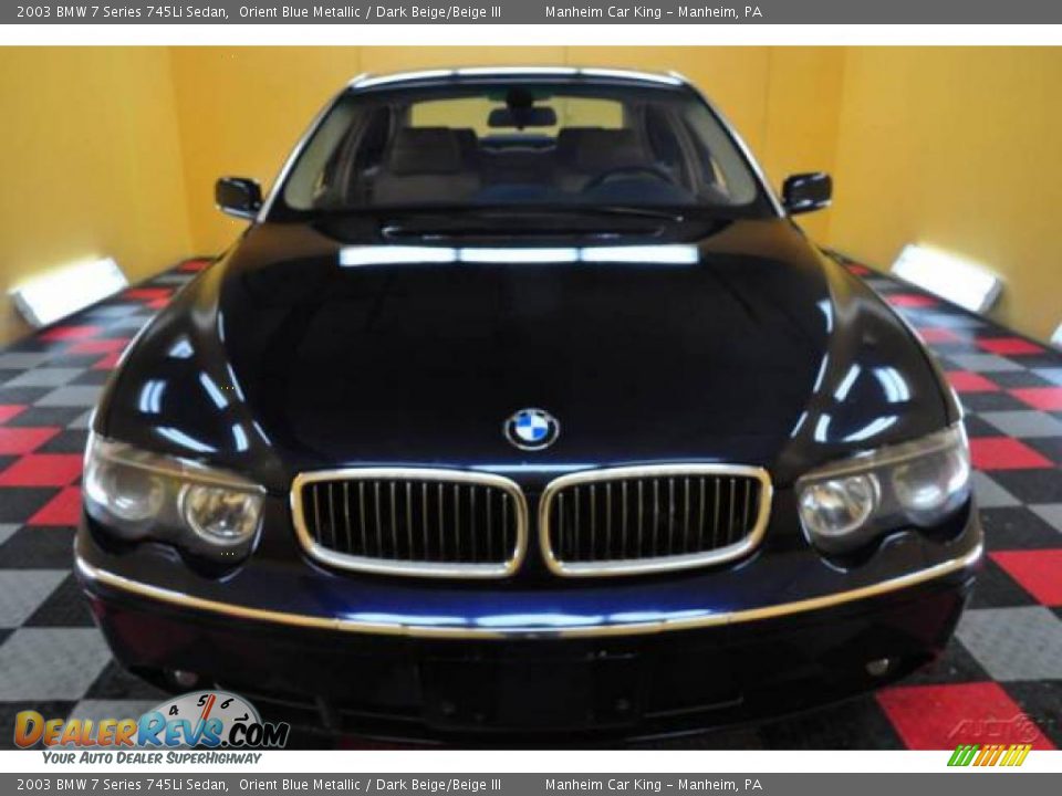 2003 BMW 7 Series 745Li Sedan Orient Blue Metallic / Dark Beige/Beige III Photo #2