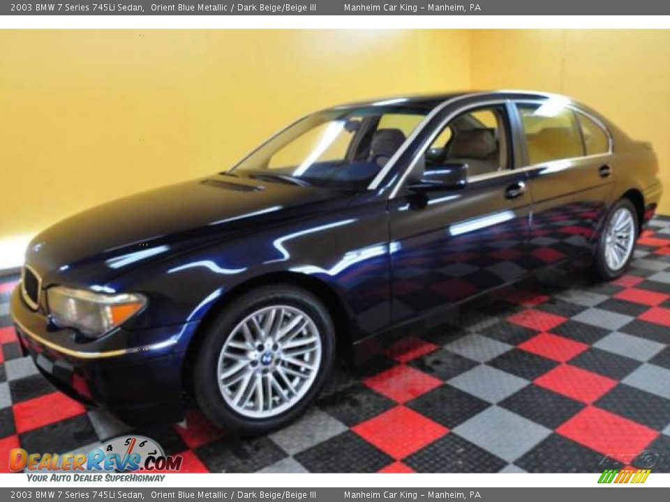 2003 BMW 7 Series 745Li Sedan Orient Blue Metallic / Dark Beige/Beige III Photo #3