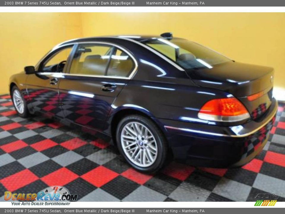 2003 BMW 7 Series 745Li Sedan Orient Blue Metallic / Dark Beige/Beige III Photo #4