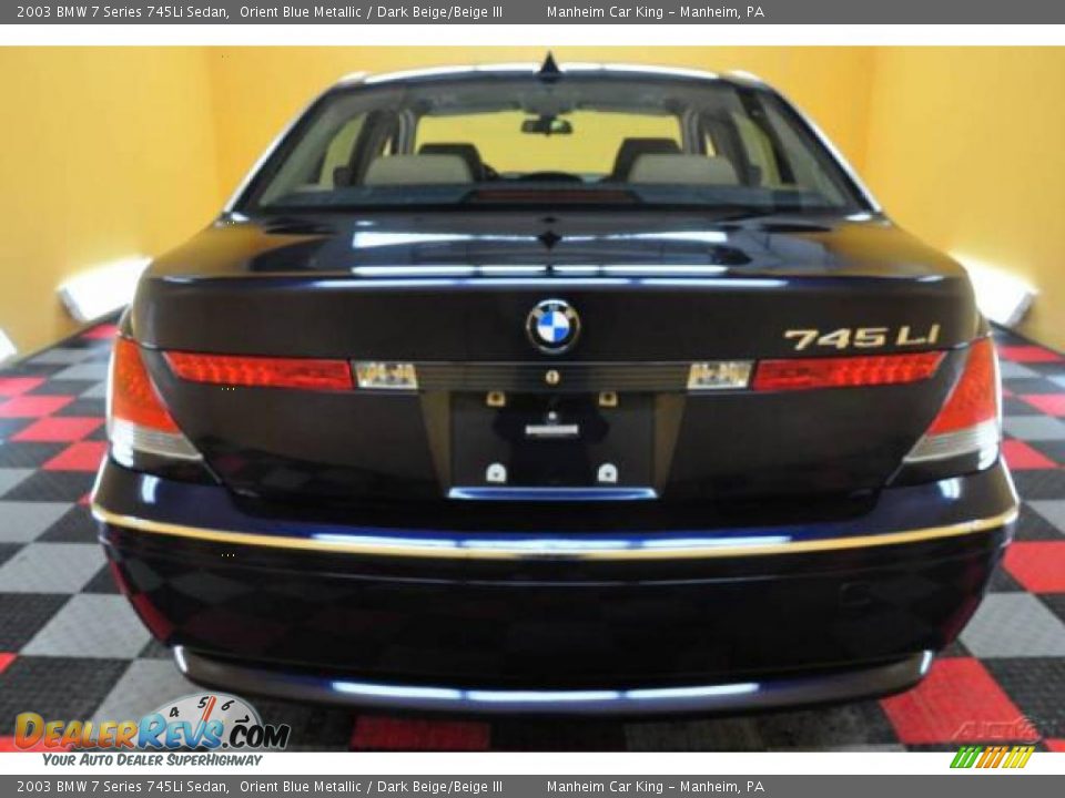 2003 BMW 7 Series 745Li Sedan Orient Blue Metallic / Dark Beige/Beige III Photo #5